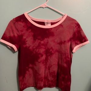 red tie dyed shirt